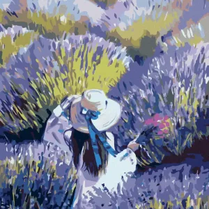 Letzte Chance Diamond painting - FRAU INMITTEN EINES LAVENDELFELDES