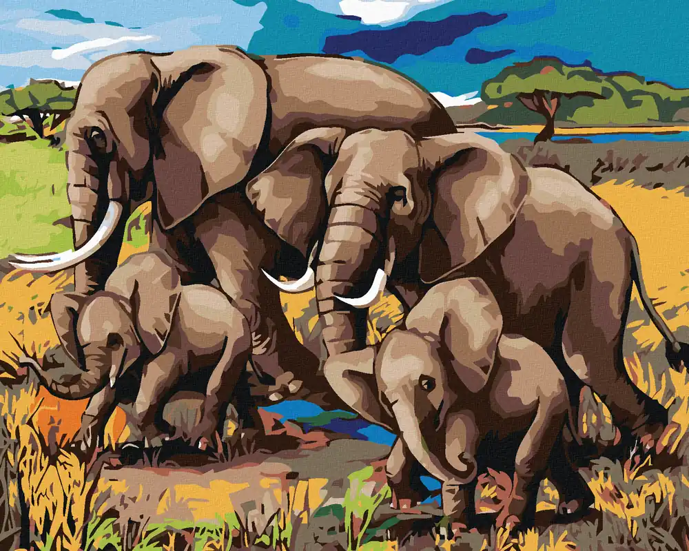 Billig Diamond painting – ELEFANTEN FAMILIE