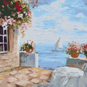 Direkt Vom Hersteller Diamond painting - BLUMENTERRASSE AM MEER
