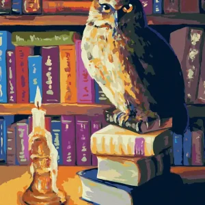 Diamond painting - EULE IN DER BIBLIOTHEK Must-Have