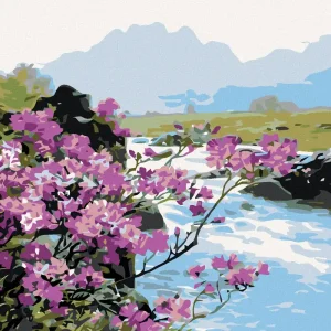 Zertifiziert Diamond painting - BLÜHENDE BLUMEN AM FLUSS