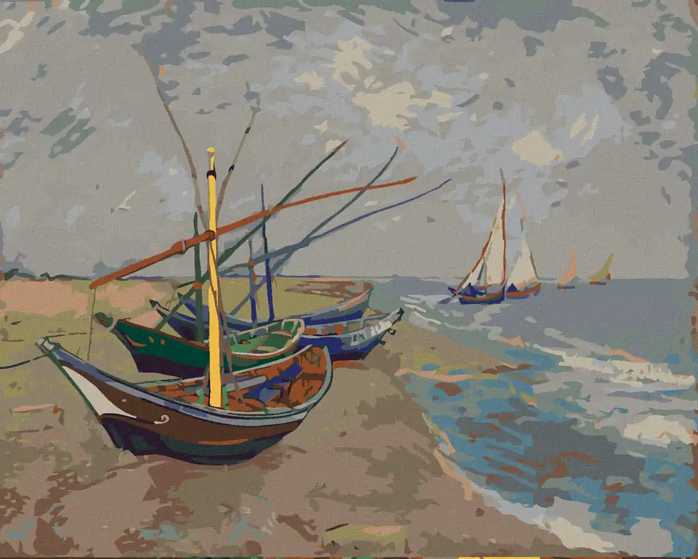 Online Kaufen Diamond painting – FISCHERBOOTE AM STRAND VON SAINTES-MARIES (VINCENT VAN GOGH)