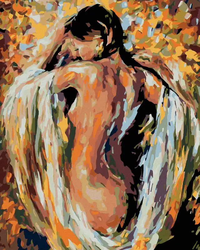 Diamond painting – HALBNACKTE FRAU IN FARBEN Billig