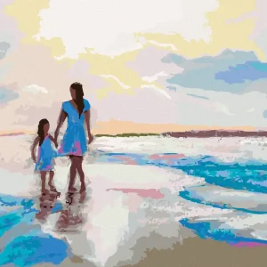 Limited Edition Diamond painting - MUTTER UND TOCHTER AM STRAND