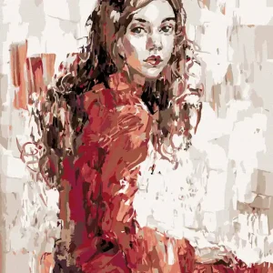 Beliebt Diamond painting - JUNGE FRAU IN ROTEM KLEID