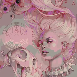 Ausverkauf Diamond painting - ROSA FRAU MIT SCHÄDEL