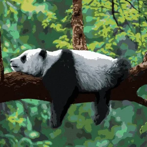 Diamond painting - PANDA AUF EINEM BAUM LIEGEND Markenware