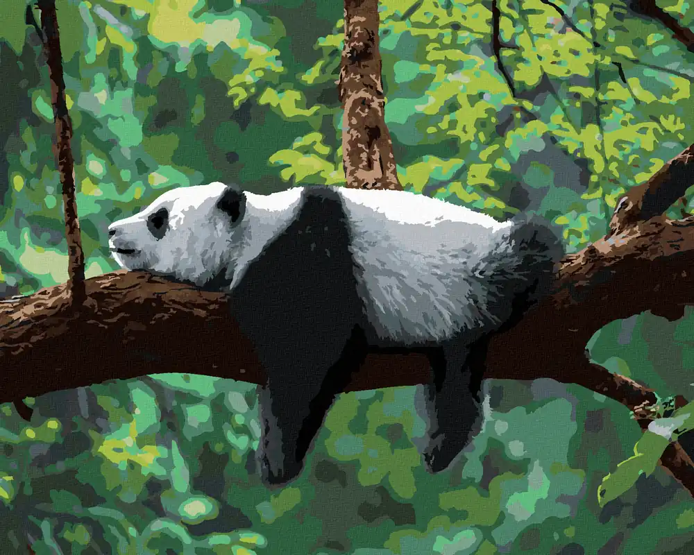 Diamond painting – PANDA AUF EINEM BAUM LIEGEND Markenware