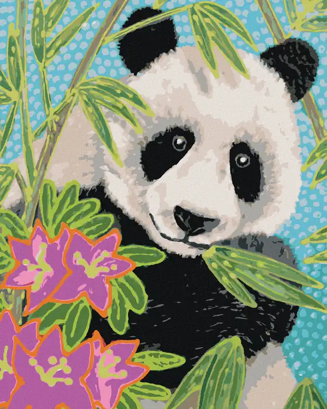 Diamond painting – PANDA MIT BAMBUS UND BLUMEN Preisknaller