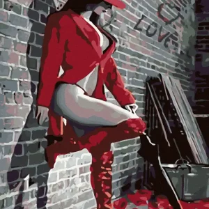 Markenprodukt Diamond painting - DAME IN ROTWEIß