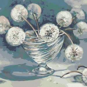 Garantierte Lieferung Diamond painting - PUSTEBLUMEN IN GLASVASE