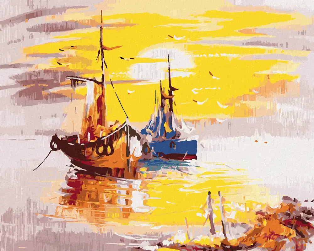 Diamond painting – BEMALTE SCHIFFE UND SONNENUNTERGANG Meistverkauft