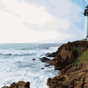 Diamond painting - LEUCHTTURM AUF EINEM FELSEN UND WELLEN Top-Preis