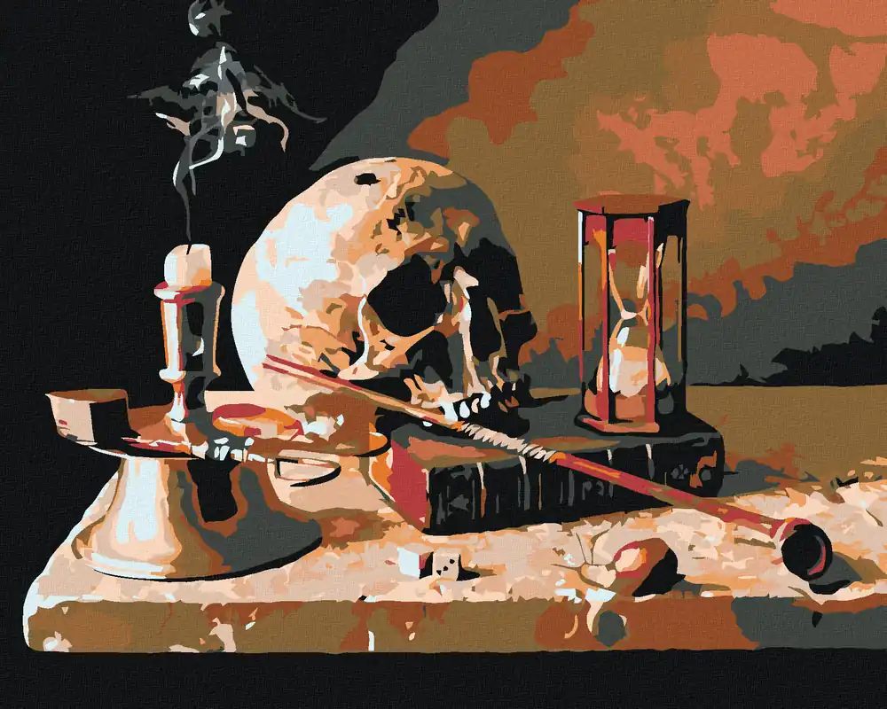 Diamond painting – TOTENKOPF AUF DEM TISCH Schneller Versand