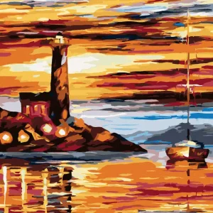 Limited Edition Diamond painting - LEUCHTTURM UND SEGELBOOT