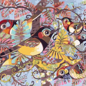 Preis Gesenkt Diamond painting - BEMALTE VÖGEL IN DEN ÄSTEN