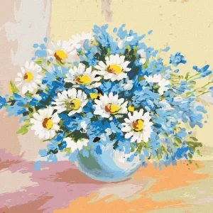 Kostenloser Rückversand Diamond painting - KAMILLE UND BLAUE BLUMEN