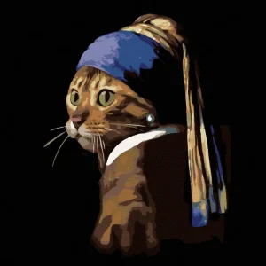 Diamond painting - KATZE ALS MÄDCHEN MIT DEM PERLENOHRRING Im Trend