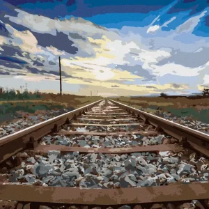 Hochwertig Diamond painting - GLEISE UND BLAUER HIMMEL