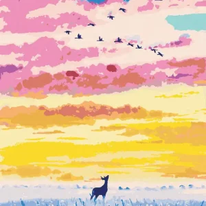 Diamond painting - HIRSCH IN EINEM WILDEN FELD IN DER ABENDDÄMMERUNG Top-Preis