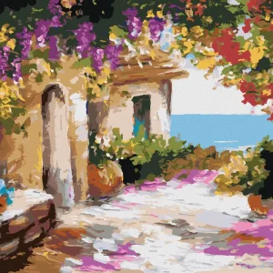 Großhandel Diamond painting - HAUS AM MEER MIT BLUMEN