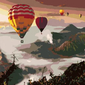 Diamond painting - HEISSLUFTBALLONS ÜBER DEM VULKAN MOUNT BROMO Nur Heute
