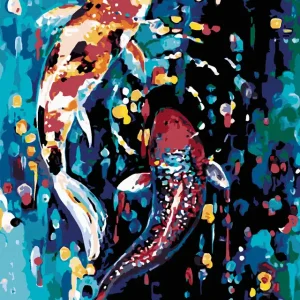 Diamond painting - ZWEI FARBIGE FISCHE Top-Seller