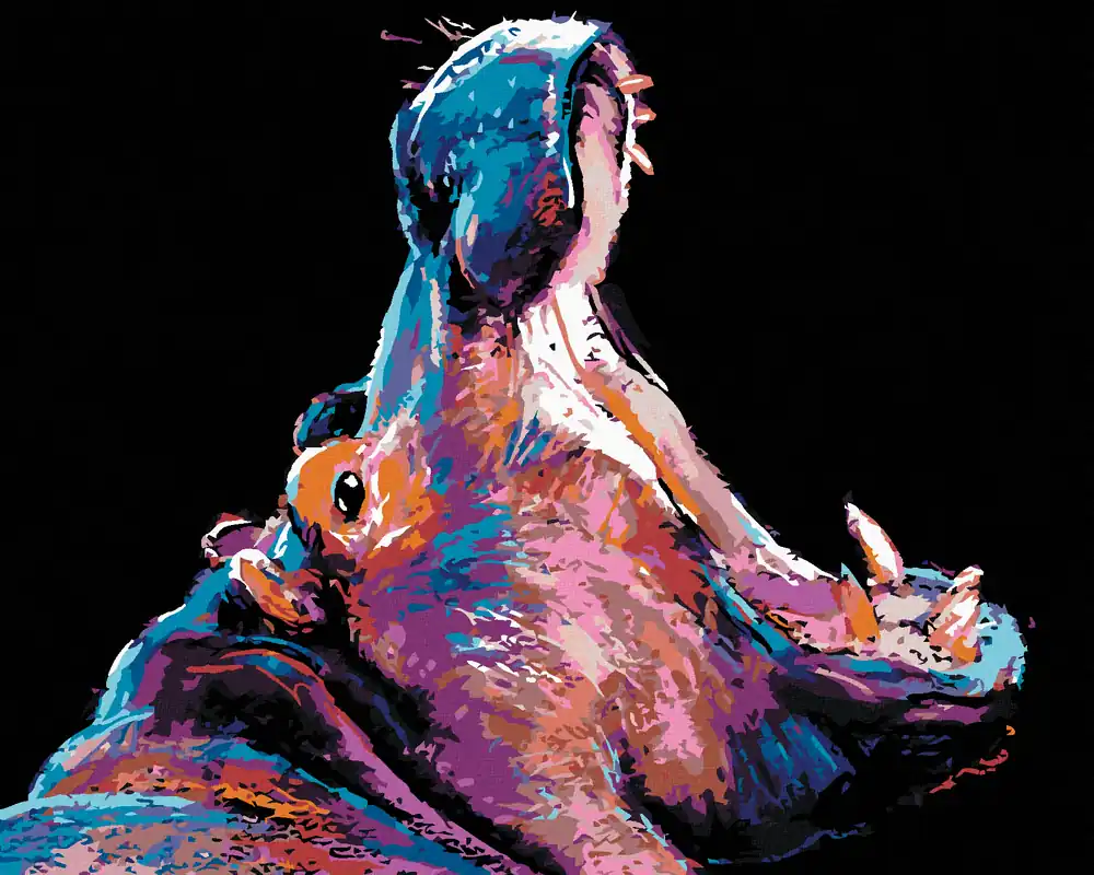 Heute Kaufen Diamond painting – BUNTES NILPFERD