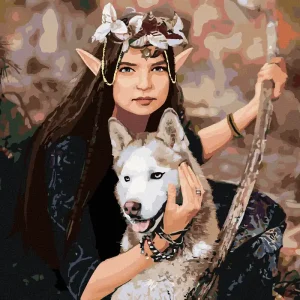 Großhandel Diamond painting - ELFENPRINZESSIN UND WOLF