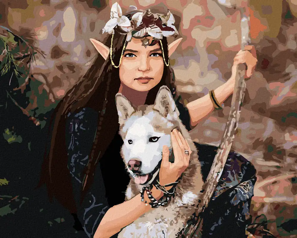 Großhandel Diamond painting – ELFENPRINZESSIN UND WOLF