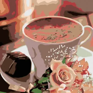 Diamond painting - HEIßE SCHOKOLADE UND EIN ROSENSTRAUß Kracherpreis