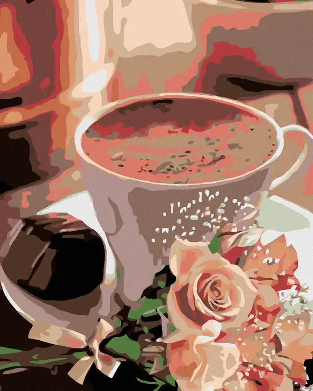 Diamond painting – HEIßE SCHOKOLADE UND EIN ROSENSTRAUß Kracherpreis