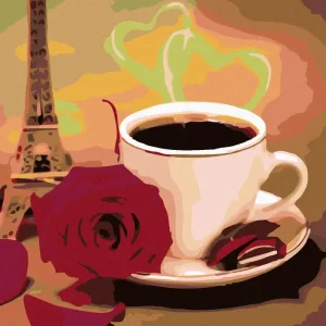 Diamond painting - WEIßE TASSE KAFFEE MIT ROSEN UND EIFFELTURM Bestseller