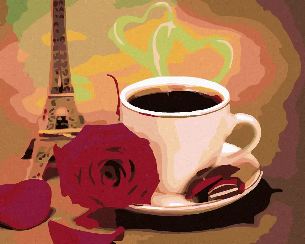 Diamond painting – WEIßE TASSE KAFFEE MIT ROSEN UND EIFFELTURM Bestseller