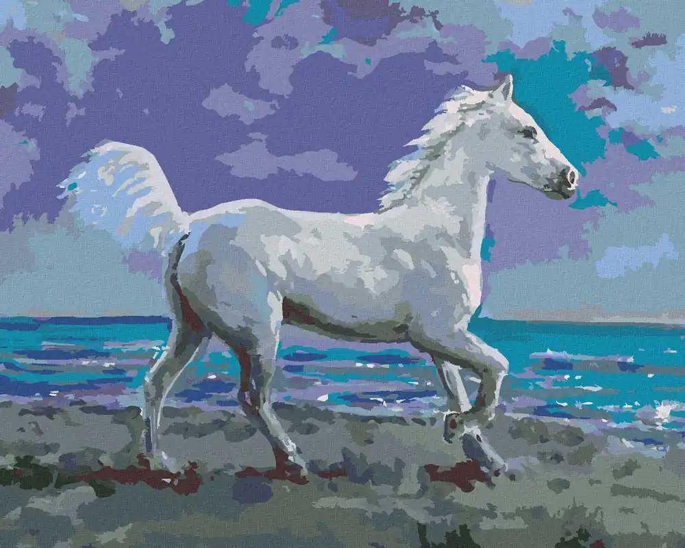 Sichere Zahlung Diamond painting – WEISSES PFERD AM UFER