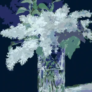 Diamond painting - STILLLEBEN MIT FLIEDER (ÉDOUARD MANET) Kostenfreie Lieferung