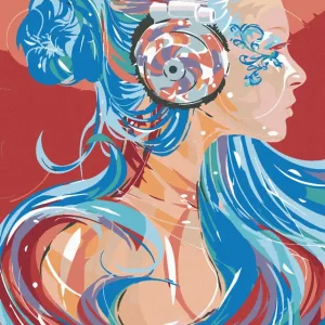 Diamond painting - FRAU MIT KOPFHÖRERN IM MUSIKRAUSCH Abverkauf