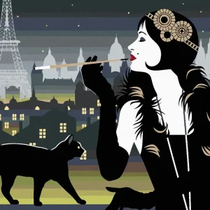 Knallerangebot Diamond painting - FRAU MIT SCHWARZER KATZE IN PARIS