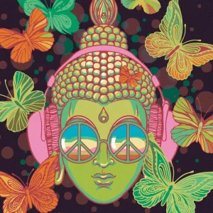 Diamond painting - GRÜNER BUDDHA UND SCHMETTERLINGE Bestpreis