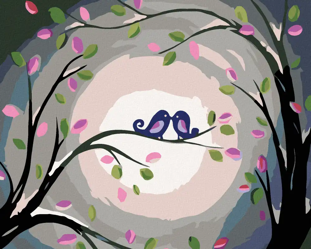 Handgefertigt Diamond painting – VERLIEBTE VÖGEL