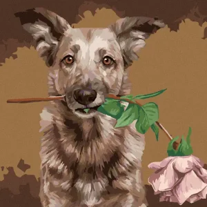 Gleich Bestellen Diamond painting - WOLF MIT ROSE