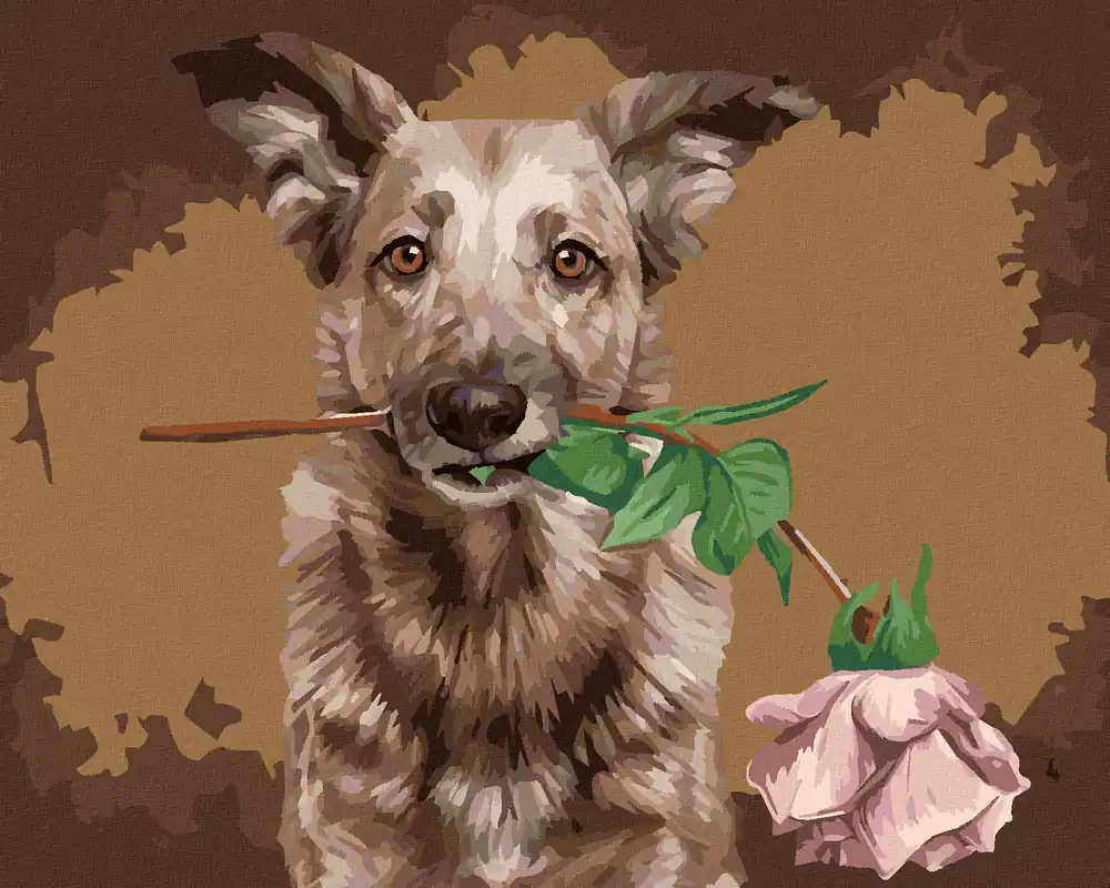 Gleich Bestellen Diamond painting – WOLF MIT ROSE