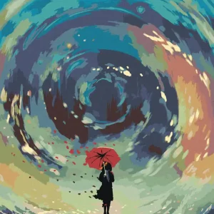 Neu Im Sortiment Diamond painting - FRAU MIT REGENSCHIRM UND WASSERWIRBEL