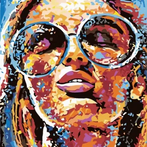 Angebot Diamond painting - FRAU IN FARBEN UND RUNDE BRILLE