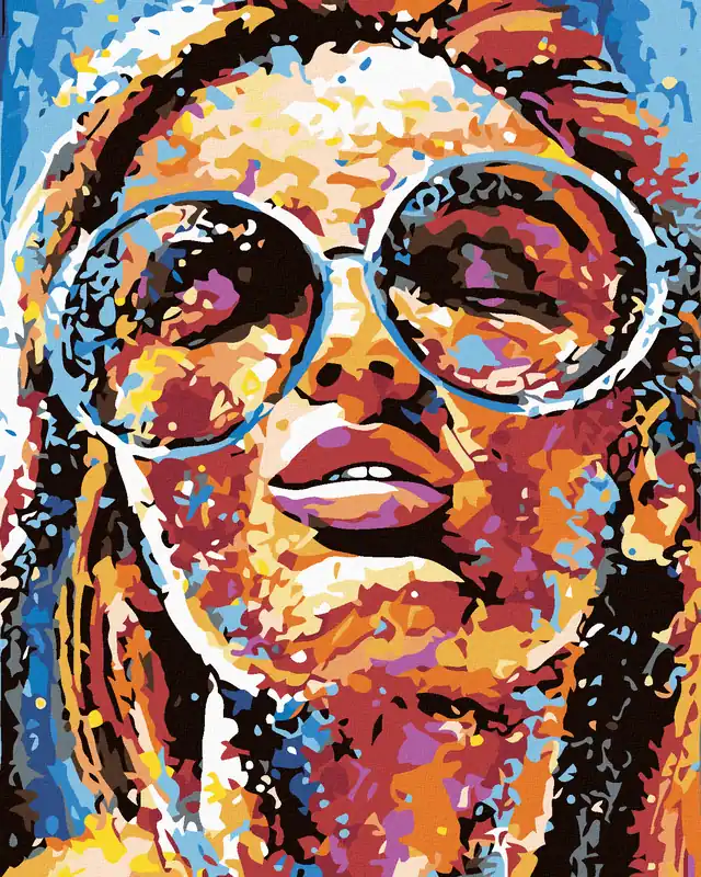 Angebot Diamond painting – FRAU IN FARBEN UND RUNDE BRILLE