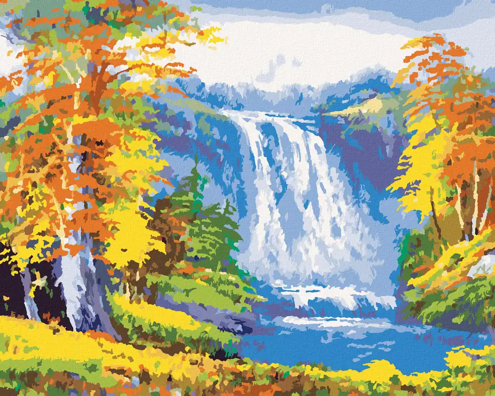 Direkt Vom Hersteller Diamond painting – WASSERFALL IM HERBSTWALD