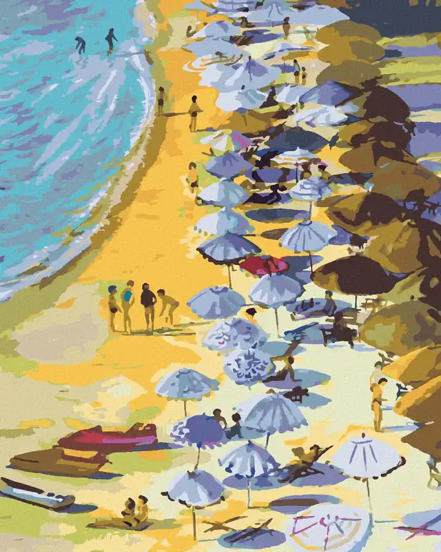 Diamond painting – TOURISTEN AM STRAND Weltweiter Versand