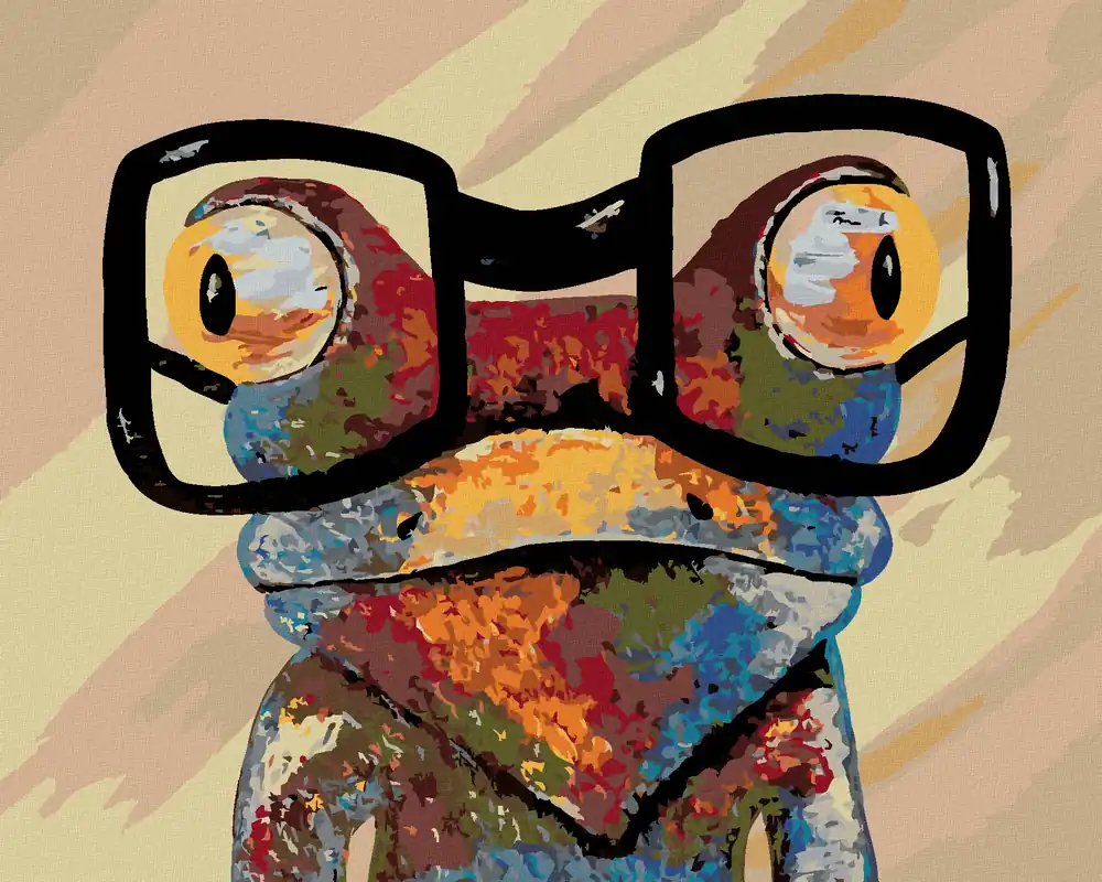 Ausverkauf Diamond painting – FROSCH MIT SCHWARZER BRILLE