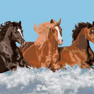 Diamond painting - DREI PFERDE IM WASSER Heißes Angebot