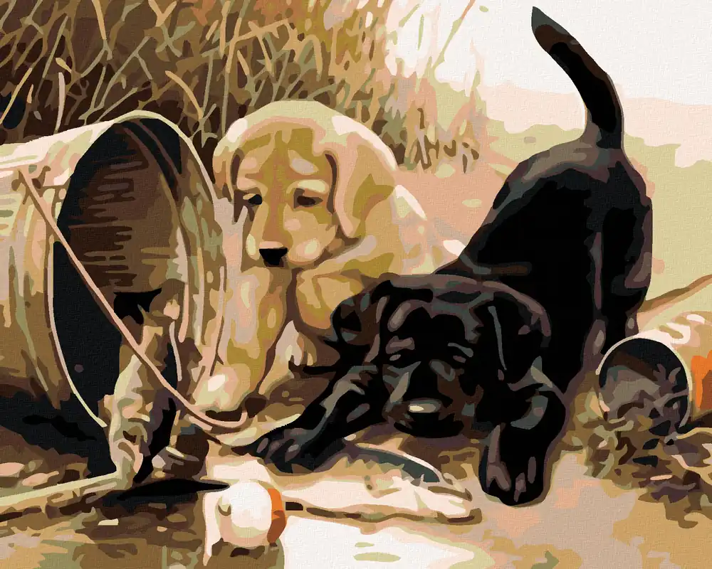 Bestpreis Diamond painting – HUNDEWELPCHEN MIT FISCH